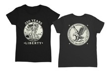 250 Years Liberty New USA Coin 4th of July 2-Sided Ladies' Crewneck T-Shirt