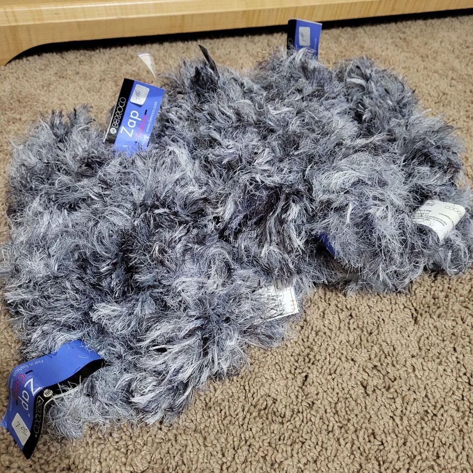 Berroco Zap Eyelash Multicolor grey white black furry Yarn Lot of 12 hanks 600yd - Image 4 of 4