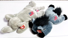 2000 TY Beanie Buddy Lefty Donkey  Righty Elephant - Plush 14"