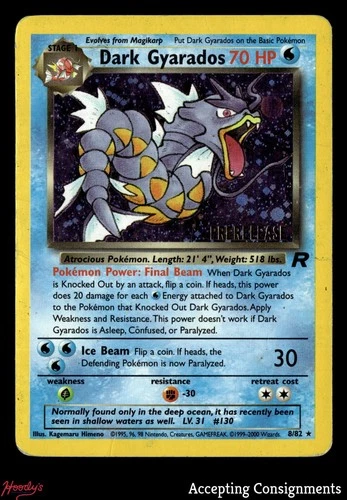2000 Pokemon Team Rocket Unlimited PRERELEASE #8 Dark Gyarados HOLO HP (CREASE)