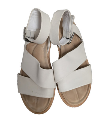 Rag & Bone Slayton Sandals Womens EU38.5 Strappy Leather Boho Buckle Ivory Comfy