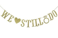 Qttier We Still Do Banner, Gold Glitter