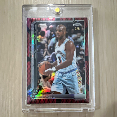 Topps 2025-26 Chrome Chris Paul Red Basketball Refractor NUMBER MATCH 3/5