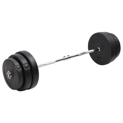 Langhantel Set 90kg Stahl verchromt 120cm Stange 25mm Zementplatten schwarz Home Gym