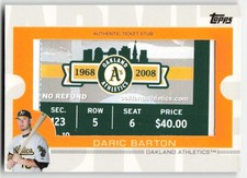 2009 Topps Ticket to Stardom #TS-58 Daric Barton Ticket Stubs Gold #/10