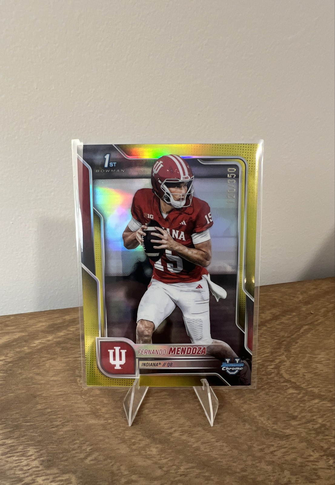 2025 Bowman University Chrome - Fernando Mendoza #109 Yellow Refractor /350 (RC)