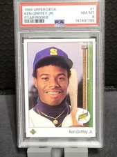 1989 UPPER DECK STAR ROOKIE #1 KEN GRIFFEY JR. ROOKIE RC PSA 8