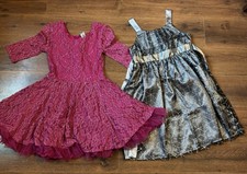 Girls Size 8 Dress Lot of 2 Emily West Knitworks Glittery Silver, Magenta Pink