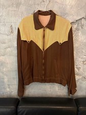 Vintage 1950s Rayon Gabardine Rockabilly Jacket Brown M Rare Condition