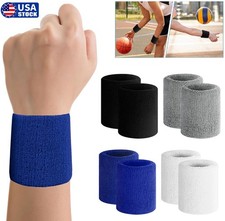 4 Wrist Sweatbands Tennis Wrist Bands Absorbent Sweat Band Men Women Gift USA