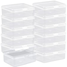 Clear Plastic Mini Storage Containers Box 12 Pack Hinged Bead Earplug Pin Small