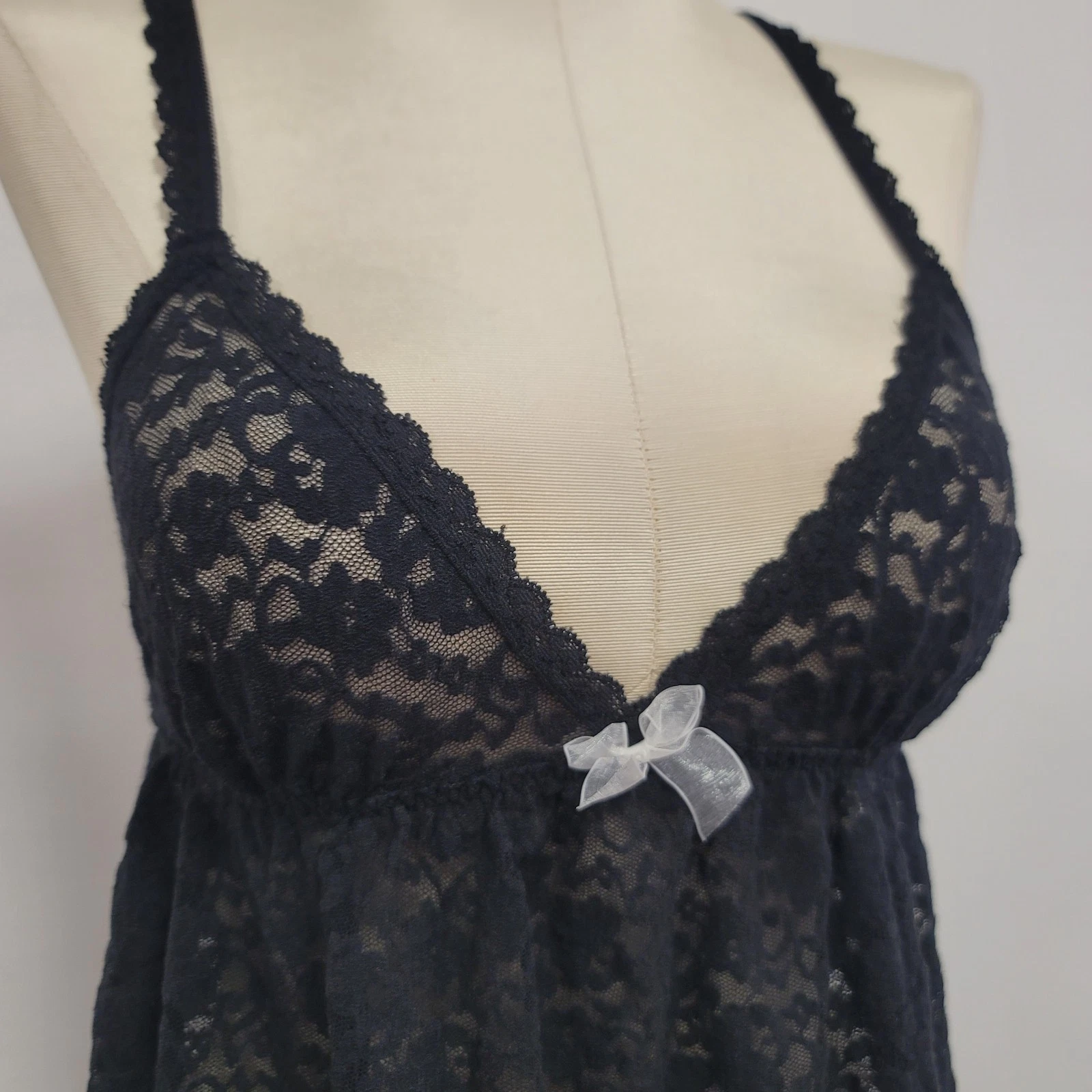 UNDERCOVER Victorias Secret abito donna pizzo babydoll slip taglia M nero fata grunge gotico