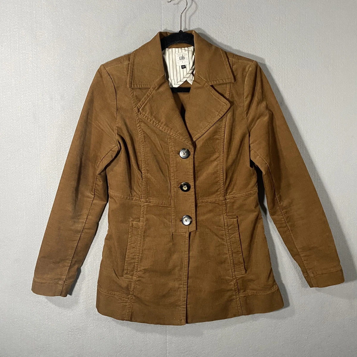 CAbi Journey Brown Corduroy Button Front Blazer Jacket 3554 Women's Size  Small | eBay