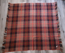 Faribo Fluff Loomed Blanket Throw PLAID Maroon Mauve Red Yellow 52x52 in Travel