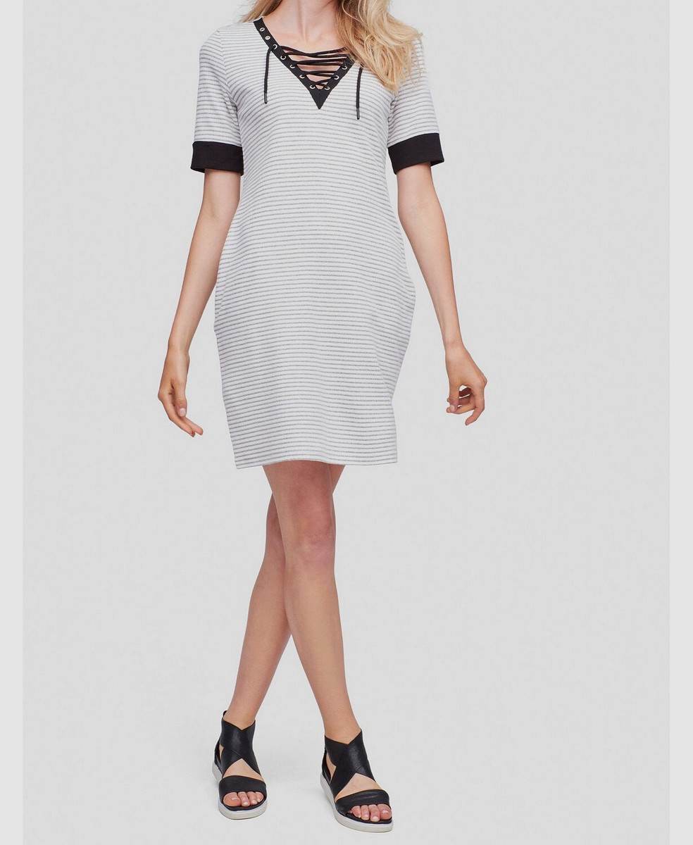 chinese dress ladies Women's Mirage Cotton Striped Lace-Up Dress – Online Warehouse Sale main image 1