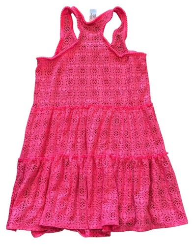 Cat & Jack Hot Pink Tiered Swim Suit Cover Up Girls Size L (10-12) Excellent - Picture 3 of 7