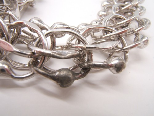 VTG STERLING SILVER CHARM BRACELET BY AMERICAN DOUBLE LINK FANCY 7 1/4” - Picture 3 of 5