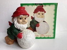 Favorite Things Holiday Garden Gnome Snowball 8.5” Statue Hand Painted Christmas