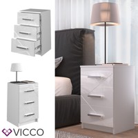 Nachtkommode Nachttisch Nachtschrank Irma Weiß 2Er Set Schublade Ablage Vicco