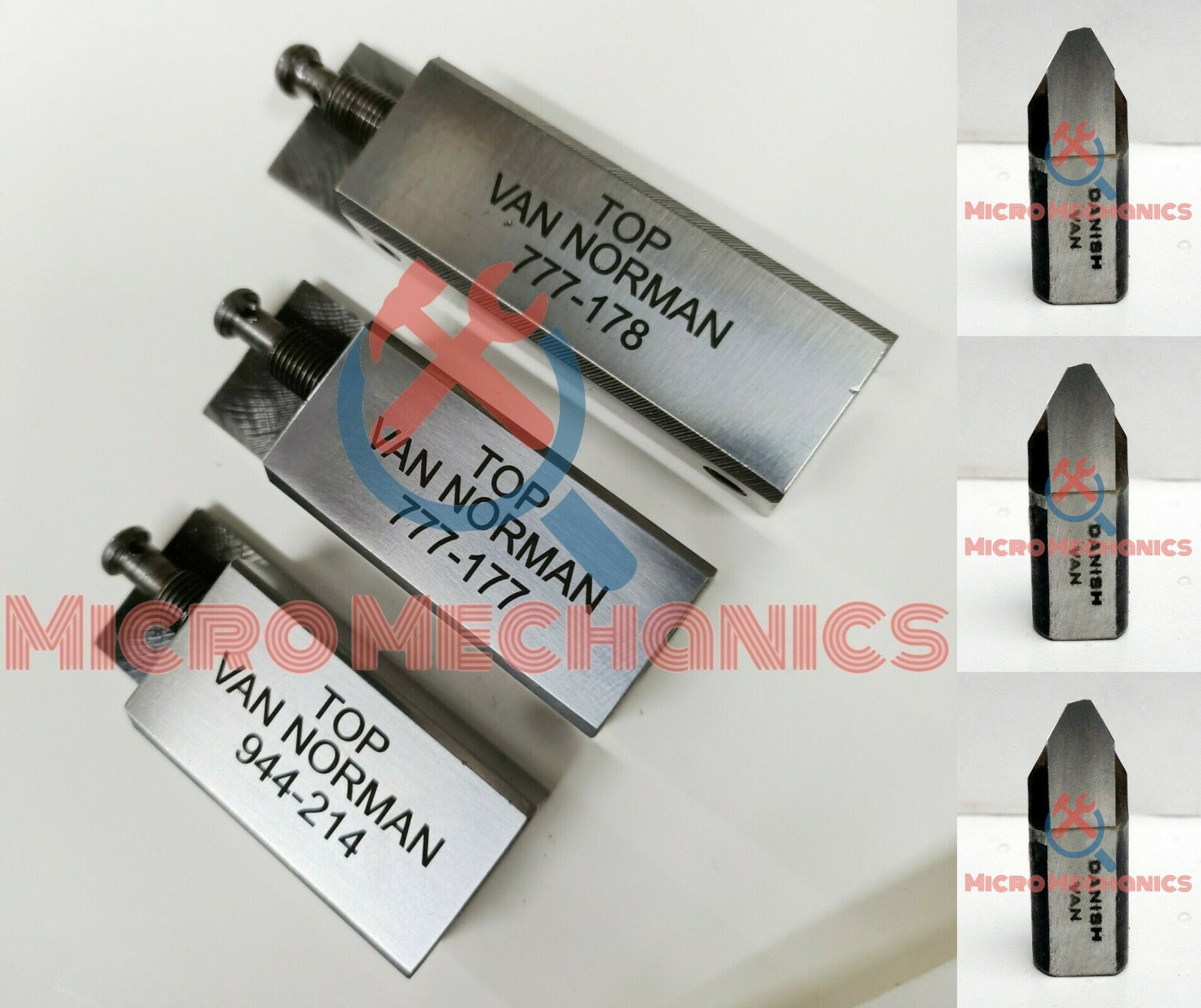 Set Of 3 Van Norman Boring Bar Tool Holders Along With 3 Boring Bit 944