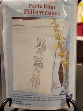 Jack Dempsey, Perle Edge Stamped Pillowcases -Floating Butterflies 1600-663