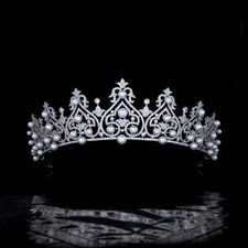 Luxury All CZ Cubic Zirconia Classical Queen Wedding Party Princess Tiara Crown