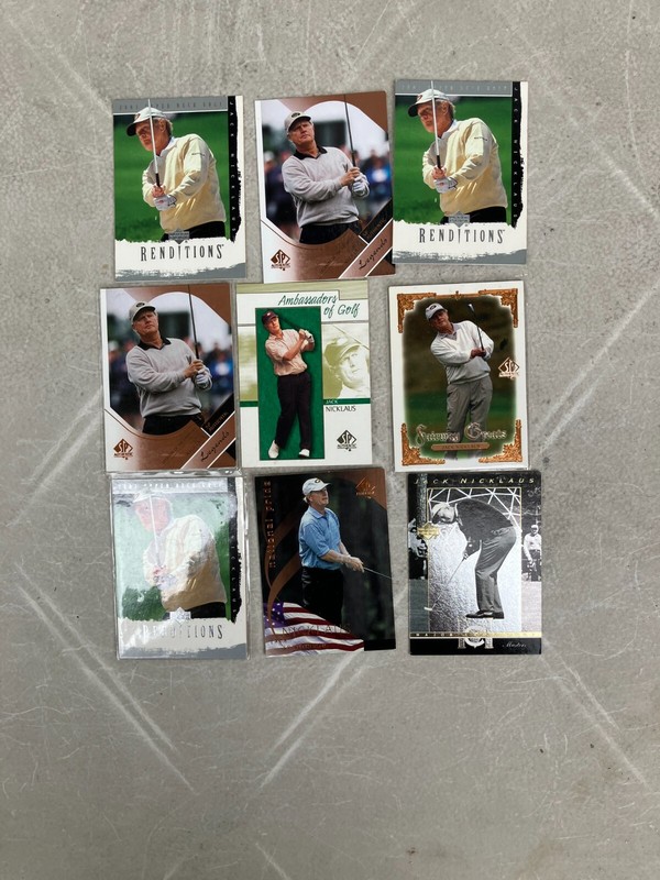 Jack Nicklaus golf cards lot of 9 EA different years
