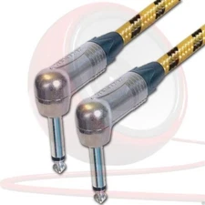 Vintage PRO Angled Guitar Lead. 1/4 inch Mono Neutrik Jacks 2m, 3m, 5m, 6m Cable