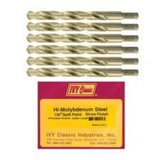 6 pk 02025 IVY Classic 25/64" JBL Hi-Moly Drills, 3/8" Sk, 135° Split Pt (BN225)