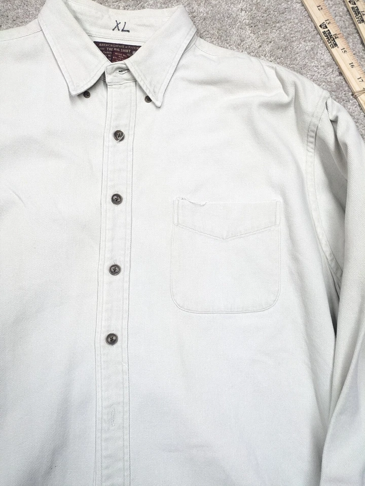Abercrombie & Fitch The Big Shirt Brushpopper Mens XL Extra Large Button Cotton - Image 3 of 4