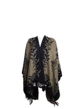 Reversable Gold/Black Acrylic Poncho Cape Sweater Coat Cardigan Wrap Shawl New