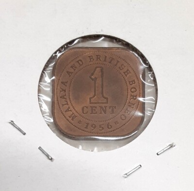 1956 Malaya & British Borneo 1 Cent Bronze Coin-Queen Elizabeth II