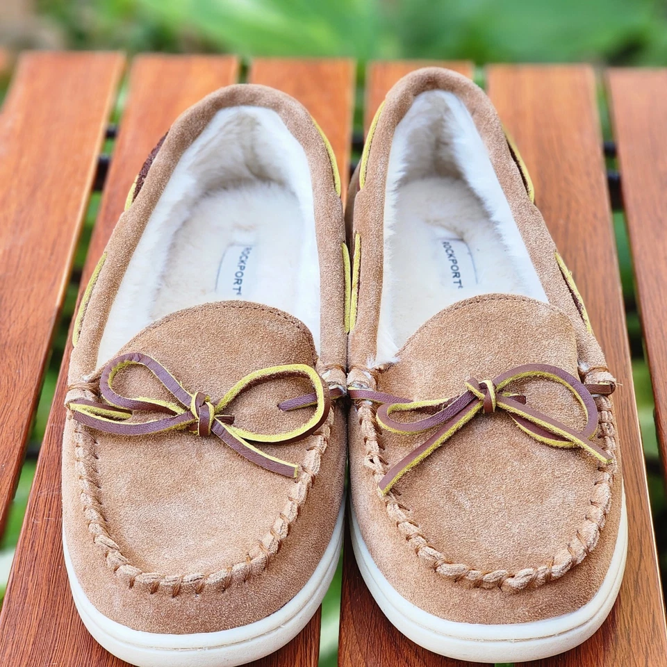 Chinelos Rockport indoor outdoor camelo cáqui marrom camurça Moc tamanho 9 M - Imagem 4 de 4