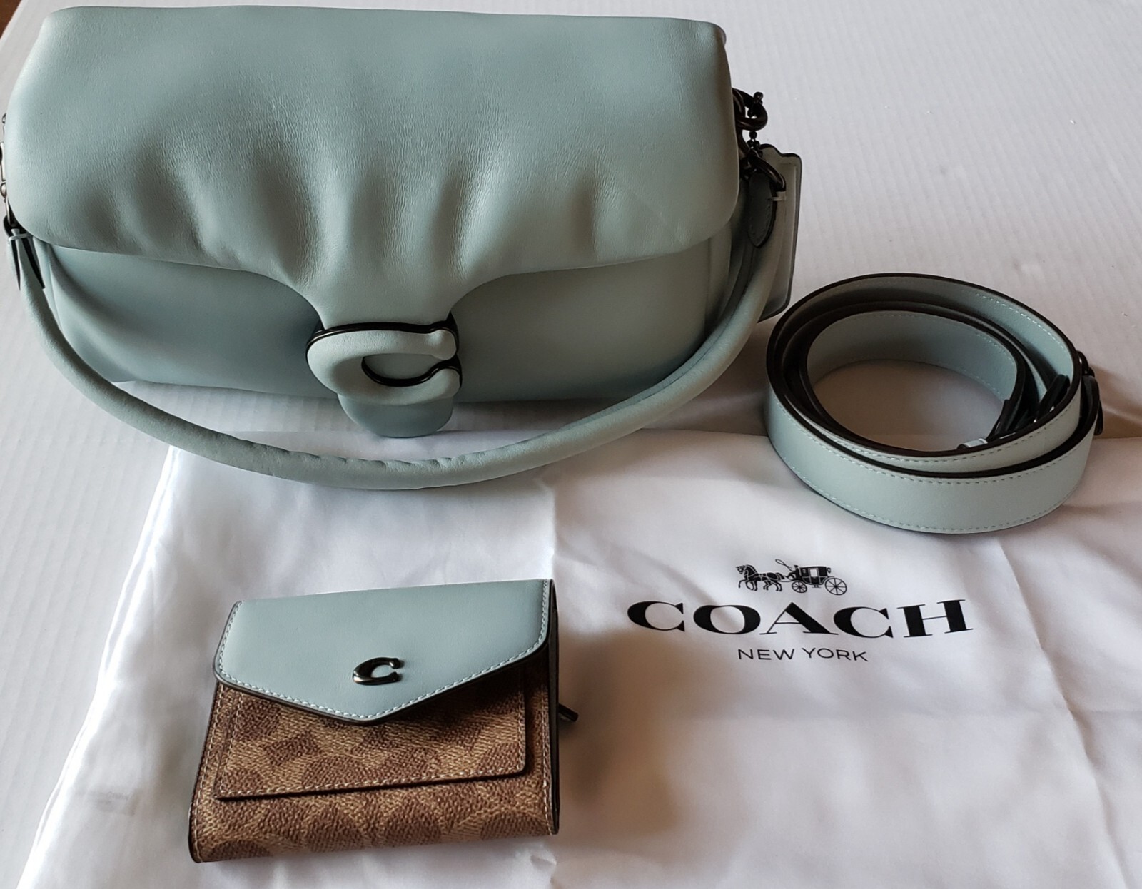 Coach Pillow Tabby Shoulder Bag 26 Leather Purse Aqua C0772, wallet included