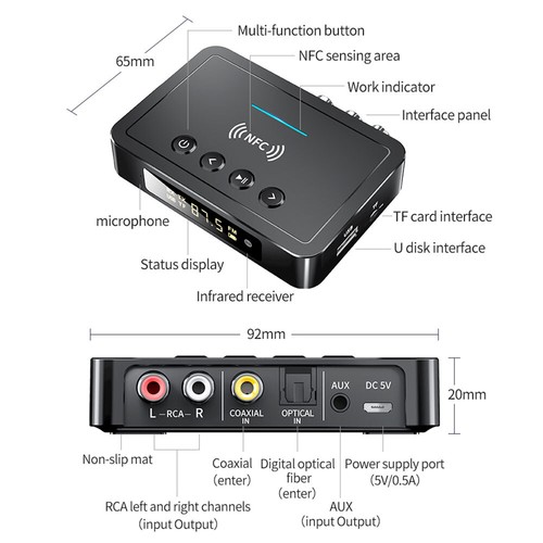 NFC Bluetooth 5.0 Empfänger Audio Transmitter Receiver 3,5mm HiFi Stereo Adapter - Bild 13 von 22