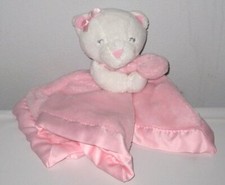 Carters Kitty Cat Security Blanket White  Pink Bow Plush Baby Lovey Toy 2021