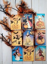 9 Retro Style Halloween Handmade Gift Tags Scrapbooks Junk Journals Crafts