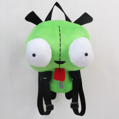 14IN Green Alien Invader Zim Robot Gir Plush Backpack Travel Bag