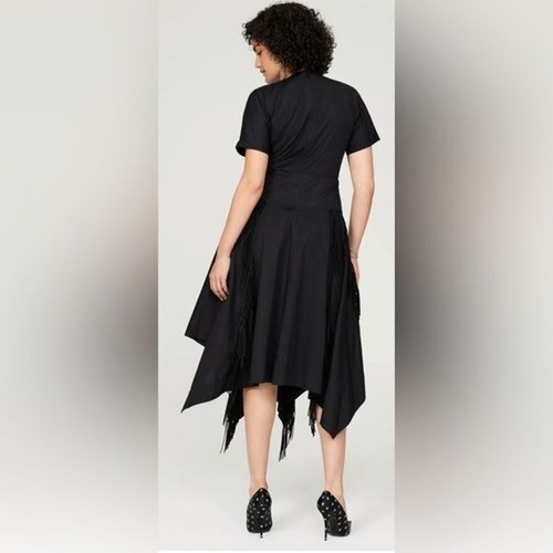 Rtr bibhu Mohapatra Collectivecutout Frange Haut Bas Robe Taille 12 Noir - Photo 2 sur 9