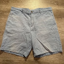 Old Navy Shorts Mens 38 Blue Linen Blend Slim Fit Casual Summer Beach 8" Costal