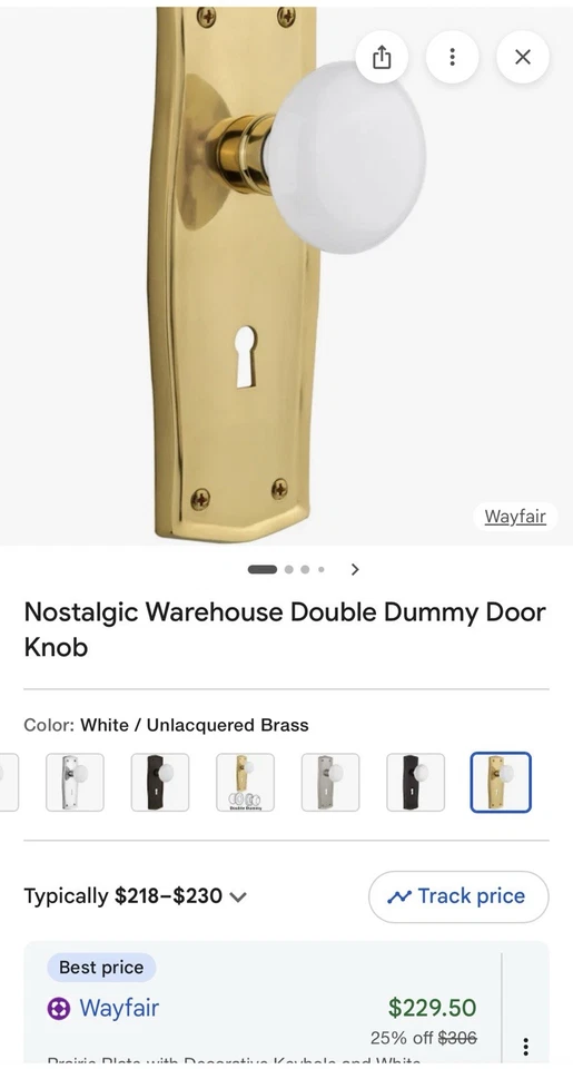 Nostalgic Warehouse 706245 Prairie Plate White Porcelain Knob Double Dummy Brass - Image 3 of 4