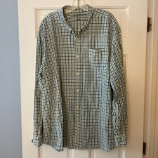 Eddie Bauer Legend Wash Button Down Shirt Blue Green Check XXL 2XL Gorpcore