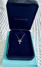 Tiffany & Co. Elsa Peretti stamped PT950 5 diamond cross necklace