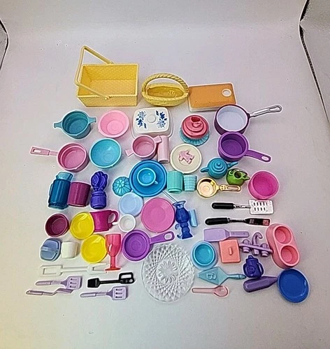 Vintage Barbie Doll House Accessories Lot Housewares Dishes Pans Pots Accessorie
