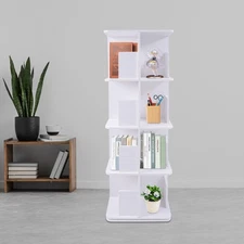 360° Rotating Bookshelf 4 Tier Standing Bookcase Small Corner Bookcase