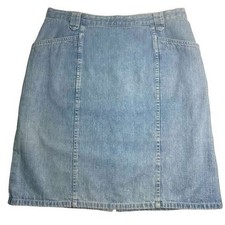 Christopher  Banks Blue Denim Skirt Light Wash Floral Embroidery Size 10