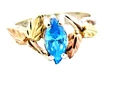 VINTAGE SIGNED LANDSTROMS STERLING  & 10K BLACK HILLS GOLD BLUE TOPAZ RING 5.75