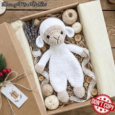 HOT Handmade Lamb Baby Security Blanket,Handmade Sheep Lovey Crochet