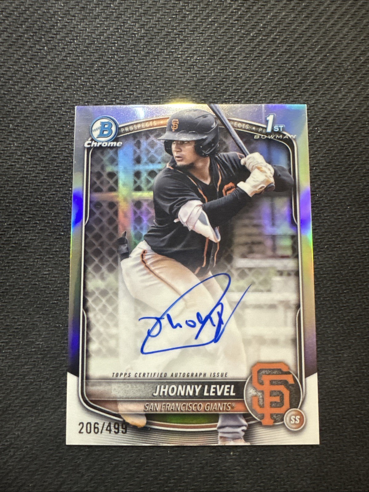 2025 Bowman Jhonny Level #CPA-JL Chrome Prospect Auto Refractor 206/499
