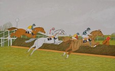 Vincent HADDELSEY : La course d'obstacles, LITHOGRAPHIE Originale signée, 100ex